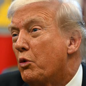 US President Donald Trump meets with New York Mayor-elect Zohran Mamdani (out of frame) in the Oval Office at the White House in Washington, DC, on November 21, 2025. (Photo by Jim WATSON / AFP via Getty Images)