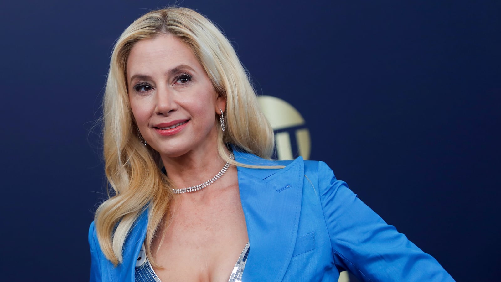 Mira Sorvino attends the 28th Screen Actors Guild Awards, in Santa Monica, California, Feb. 27, 2022.