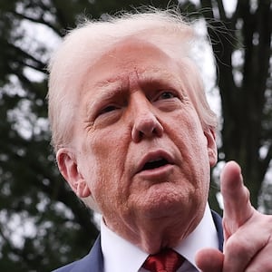 President Donald Trump speaks to the media as he departs the White House on August 01, 2025 in Washington, DC.