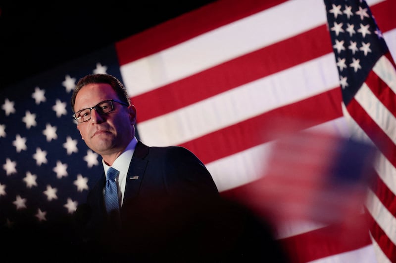 Pennsylvania Governor Josh Shapiro addresses supporters at a midterm primary election night rally in Warminster, Pennsylvania, U.S., May 19, 2026.
