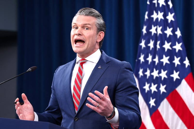 U.S. Secretary of Defense Pete Hegseth holds a briefing on the Iran war