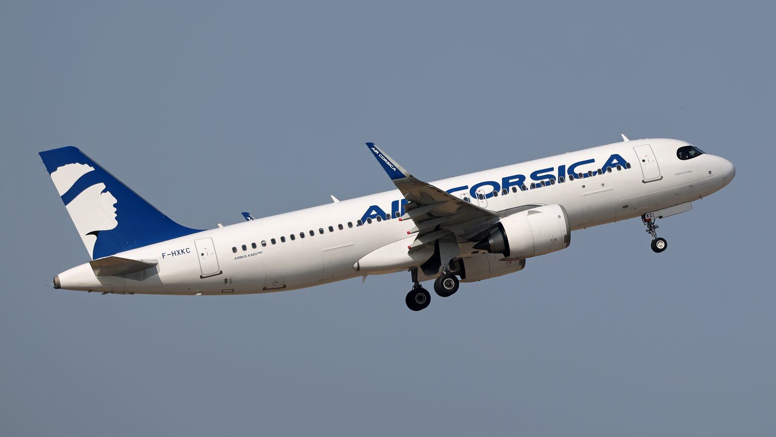 An Air Corsica Airbus takes off.