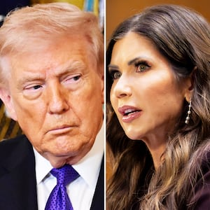 Donald Trump and Kristi Noem.