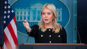 WASHINGTON, DC - FEBRUARY 18: White House Press Secretary Karoline Leavitt speaks during a news briefing in the James S. Brady Press Briefing Room of the White House on February 18, 2026 in Washington, DC. Leavitt spoke to reporters on a range of topics amid a partial government shutdown that has paused funding for the Department of Homeland Security. (Photo by Chip Somodevilla/Getty Images)
