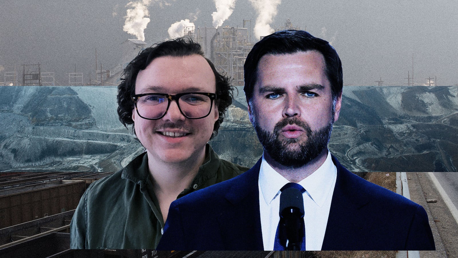 JD Vance and Caleb Miller against Appalachian background