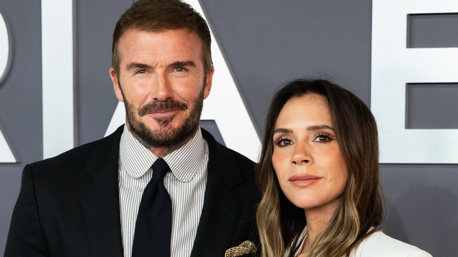 Victoria Beckham and David Beckham attend the "Victoria Beckham" World Premiere at the Curzon Mayfair