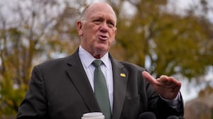 WASHINGTON, DC - NOVEMBER 14: White House Border Czar Tom Homan stops to speaks to reporters following a video interview on the North Lawn outside of the White House on November 14, 2025 in Washington, DC. Homan has been accused of taking a $50,000 bribe from undercover FBI agents. (Photo by Andrew Harnik/Getty Images)