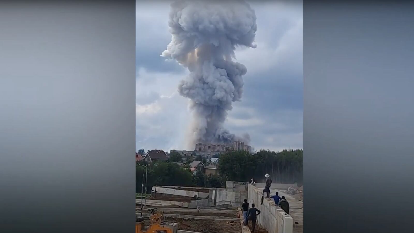 A massive explosion at an optical equipment plant in Sergiev Posad, near Moscow, Russia.