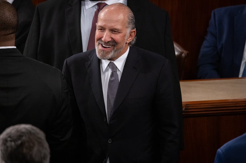 Howard Lutnick, 64, was all smiles at the State of the Union.