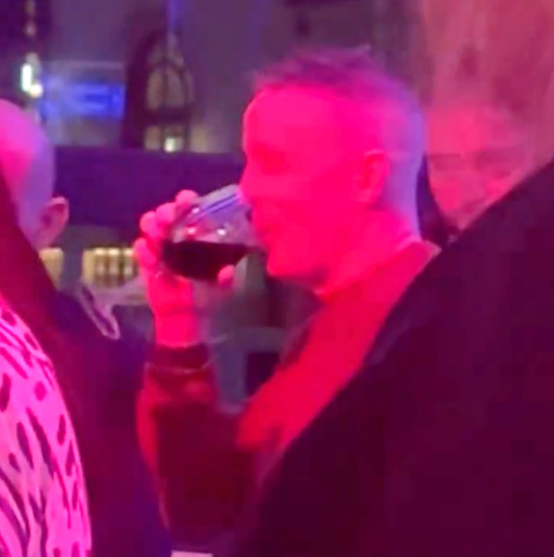 Bovino knocks back the vino, which social media user suggested was a surprising choice of beverage.