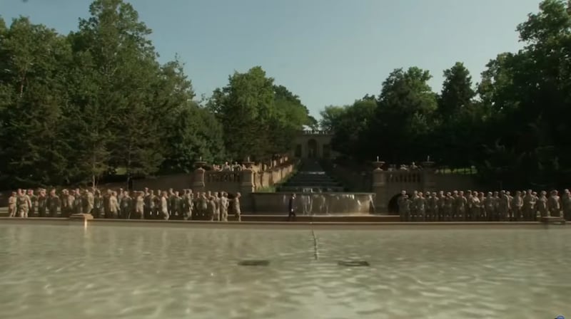 An event at the newly reopened fountains in Meridian Hill Park on July 2 shows the clear water in the pool and cascades.
