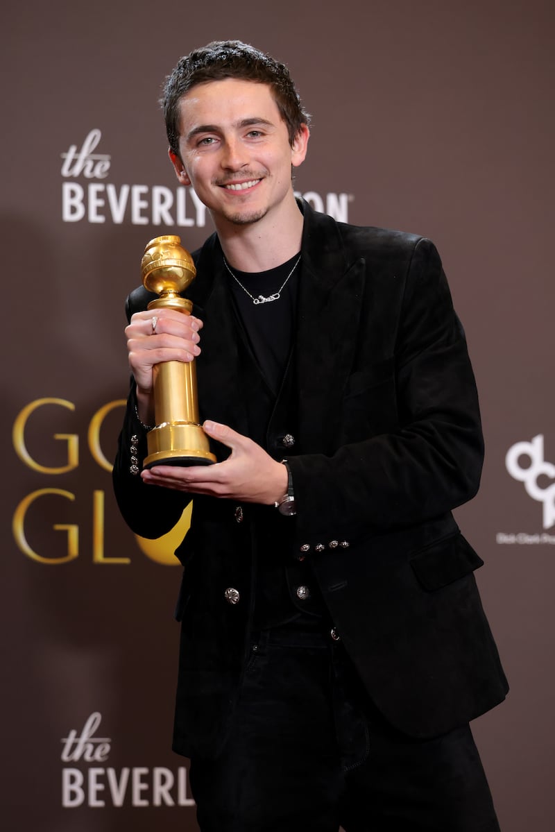 Timothée Chalamet at the Golden Globe Awards