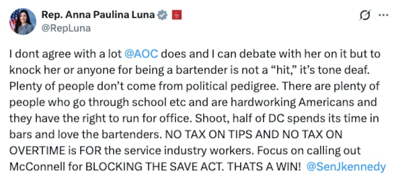 Anna Paulina Luna defends Alexandra Ocasio-Cortez