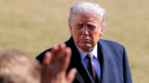 WASHINGTON, DC - FEBRUARY 27: U.S. President Donald Trump stops to speak to the media as he departs on Marine One on the South Lawn of the White House on February 27, 2026 in Washington, DC. Trump will deliver remarks in Corpus Christi, Texas before traveling to Florida to spend the weekend at his Mar-a-Lago resort. (Photo by Heather Diehl/Getty Images)