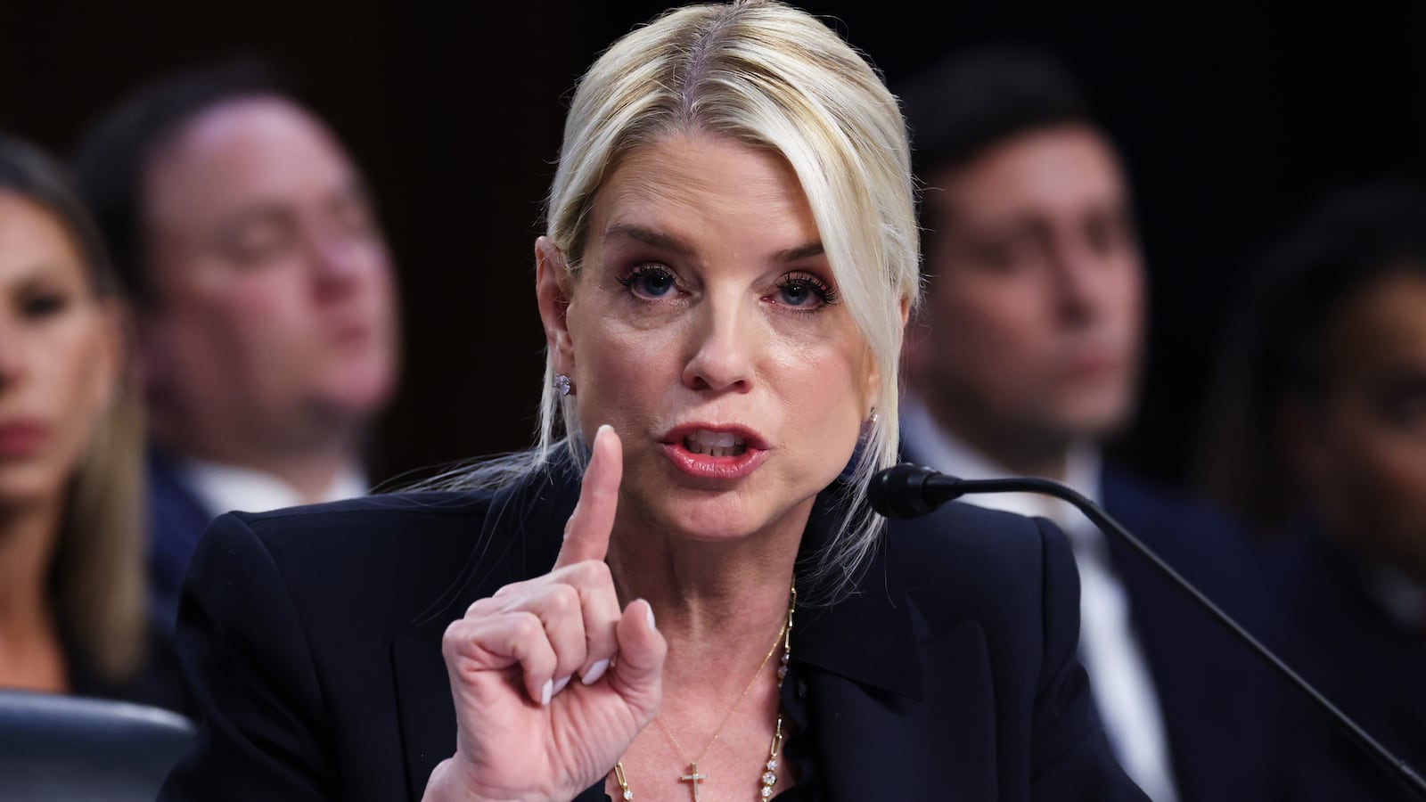 Attorney General Pam Bondi testifies before the Senate Judiciary Committee in the Hart Senate Office Building on Capitol Hill on October 07, 2025 in Washington, DC.