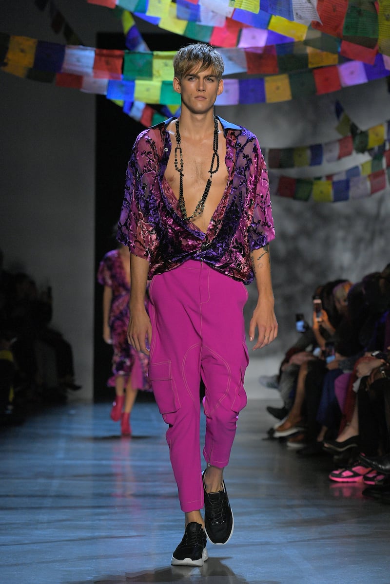 Model Presley Gerber walks at New York Fashion Week in 2018.