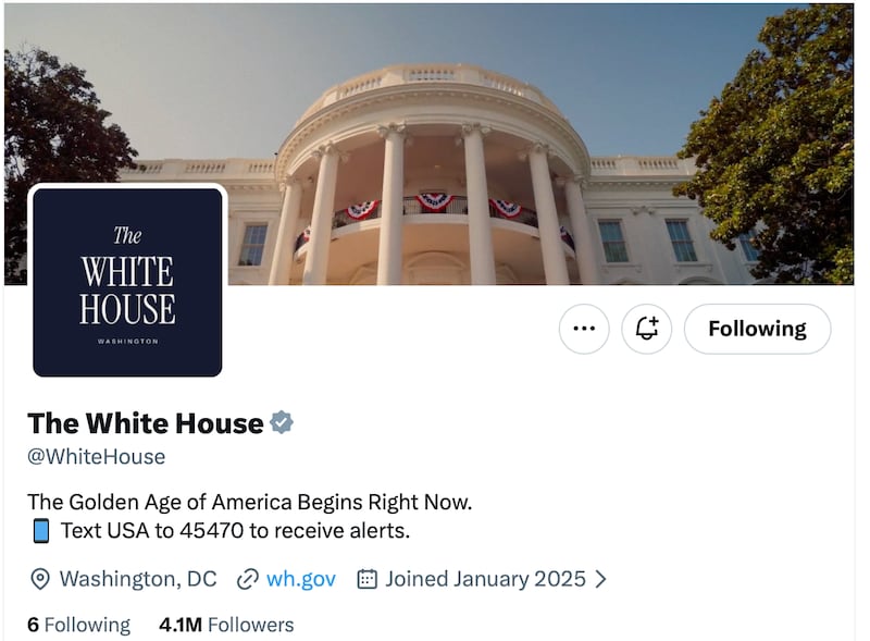 The White House X account.