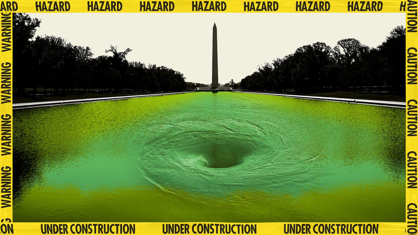 Reflecting pool with water draining