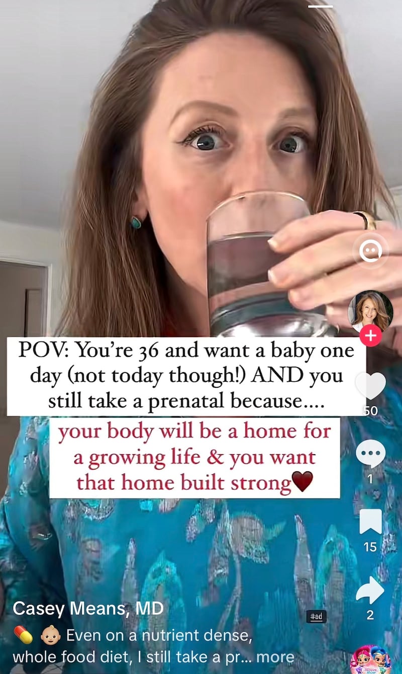 One of Casey Means' paid promotions on TikTok