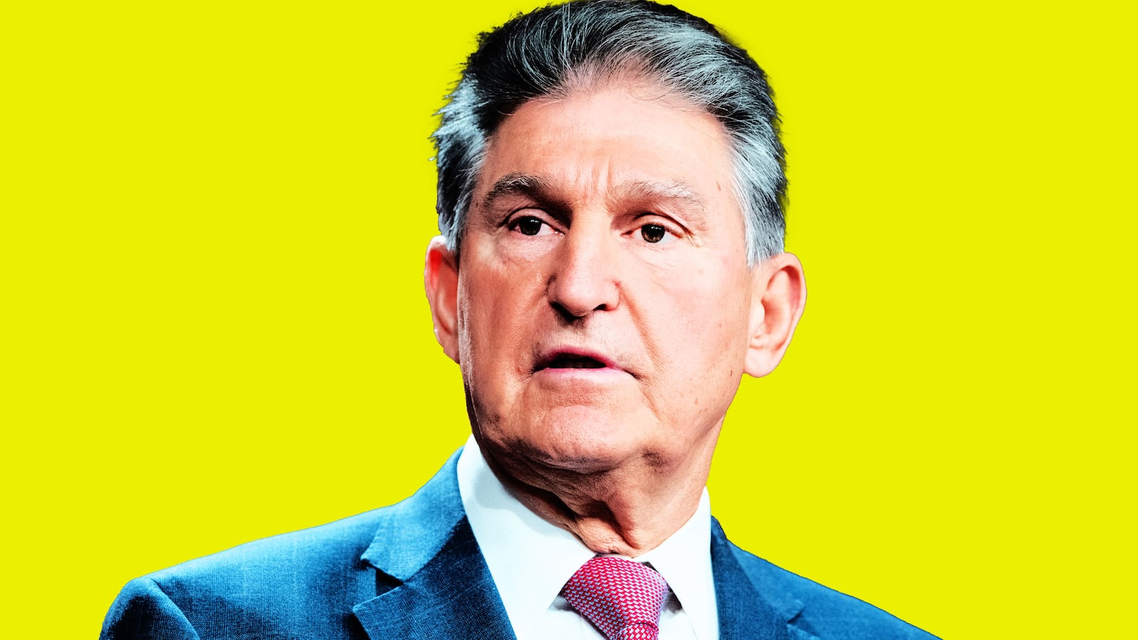 An illustration including a photo of Joe Manchin