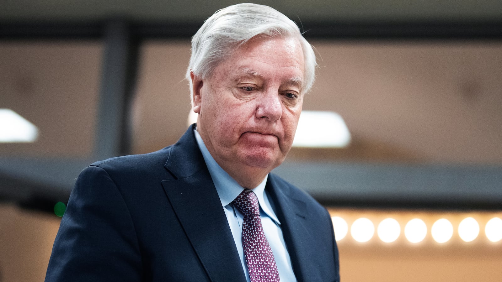 UNITED STATES - FEBRUARY 20: Sen. Lindsey Graham, R-S.C., is seen in the Russell building subway before a vote on Thursday, February 20, 2025. (Tom Williams/CQ-Roll Call, Inc via Getty Images)