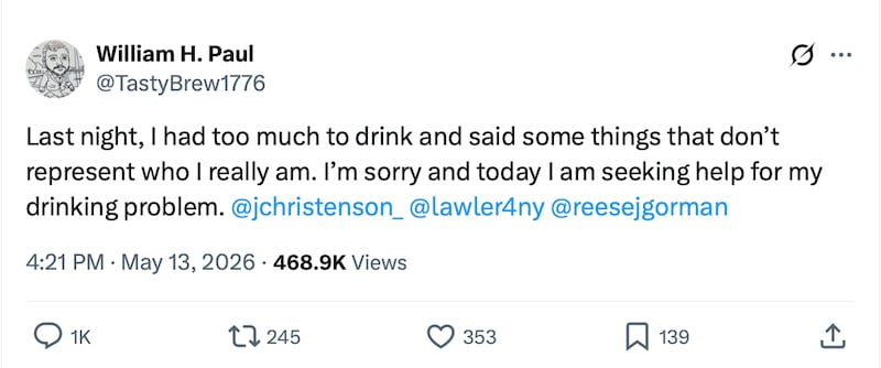 On X, Paul apologized for his outburst at Lawler and said he was seeking help.