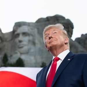 TOPSHOT - US President Donald Trump arrives for the Independence Day events at Mount Rushmore National Memorial in Keystone, South Dakota, July 3, 2020. (Photo by SAUL LOEB / AFP) (Photo by SAUL LOEB/AFP via Getty Images)