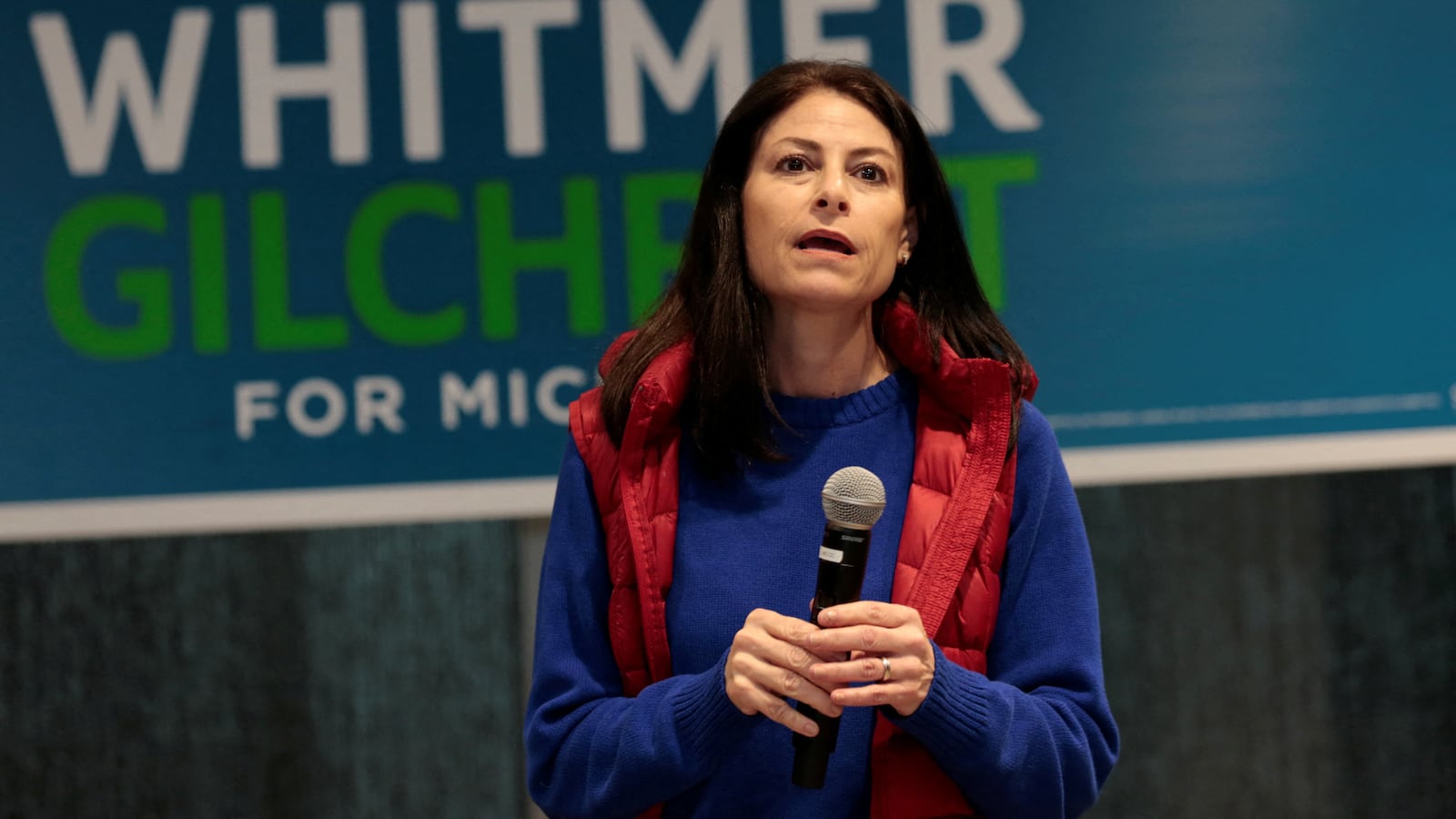 Michigan Attorney General Dana Nessel addresses supporters during a campaign stop at the IBEW Local 58 union hall in Detroit, Michigan, U.S. November 5, 2022.