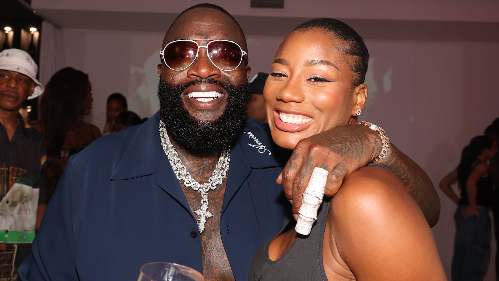 Rick Ross and Jazzma Kendrick attend Rick Ross "Set In Stone" Album Listening Party on July 15, 2026, in New York City.