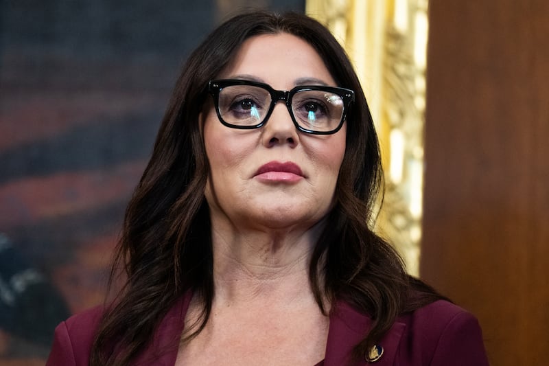 UNITED STATES - NOVEMBER 4: Labor Secretary Lori Chavez-DeRemer attends a news conference with House Republican leadership in the U.S. Capitol on the government shutdown on Tuesday, November 4, 2025. (Tom Williams/CQ-Roll Call, Inc via Getty Images)