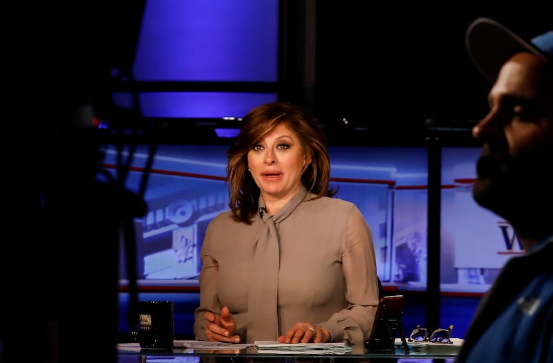 Host Maria Bartiromo prepares for a taping of her show 'Wall Street Week' on Fox Business Network in New York, U.S., March 23, 2018. REUTERS/Brendan McDermid
