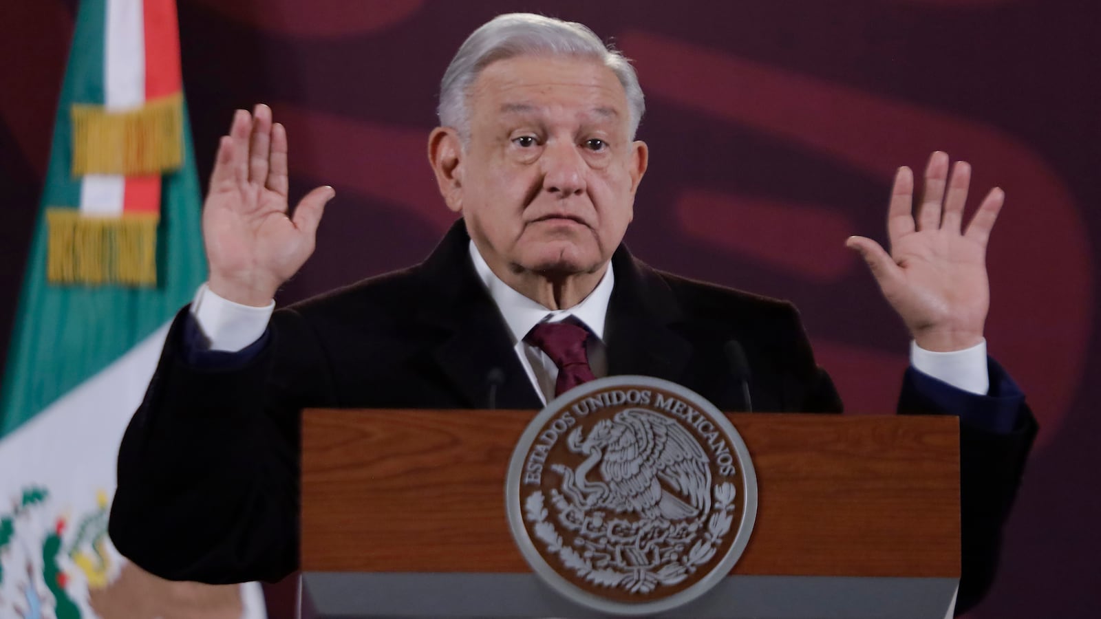President Andres Manuel Lopez Obrador of Mexico during a press conference at the National Palace in Mexico City