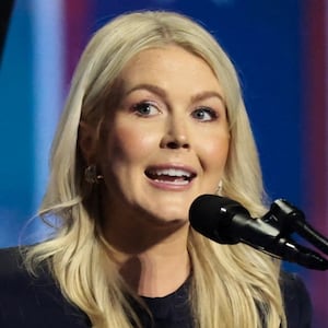 Former White House Press Secretary Karoline Leavitt speaks at the Republican National Midterm Convention in Dallas, Texas, U.S., September 10, 2026.    REUTERS/JESSICA KOSCIELNIAK