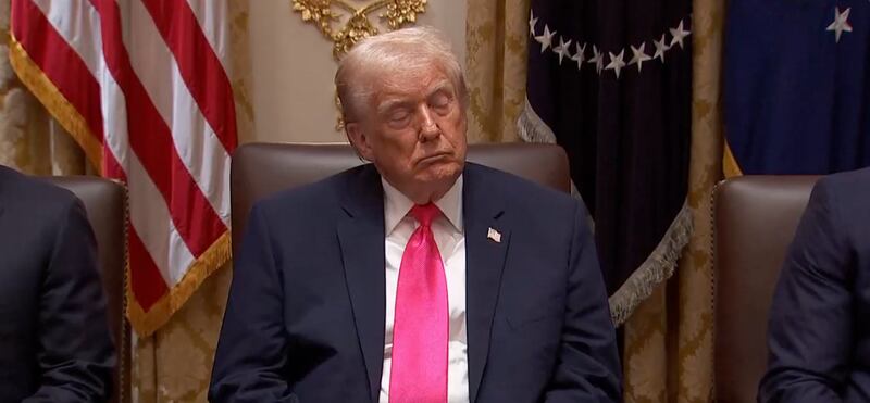 Trump kept leaning back and shutting his eyes as his Cabinet members spoke on Tuesday.