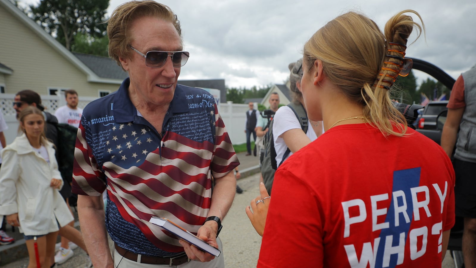 "U.S. Republican presidential candidate businessman Perry Johnson waits for the start of the Fourth of July Parade in Merrimack, New Hampshire, U.S.