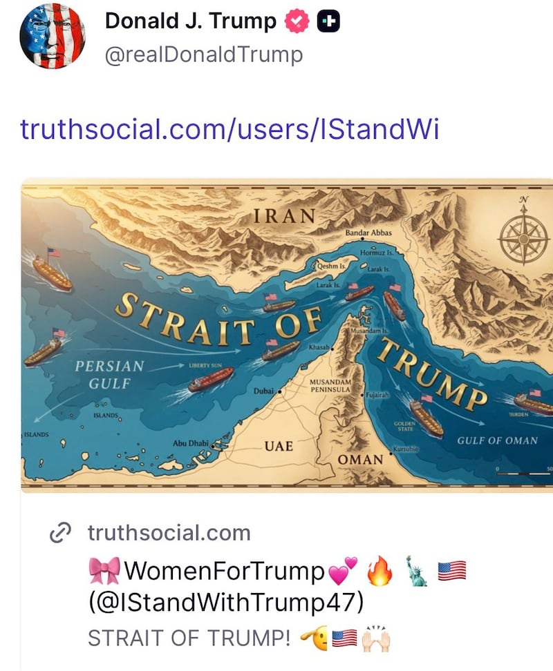 Screengrab of “Strait of Trump” map.