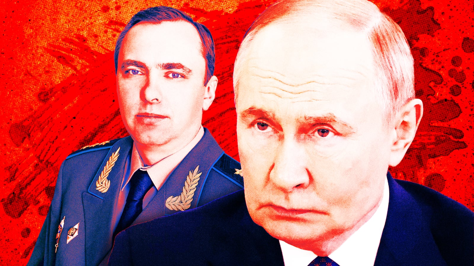 A photo illustration of Colonel-General Yuri (Yuriy) Sadovenko and Putin.