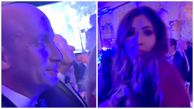 Stephen Miller and Kristi Noem dance to Ice Ice Baby at Donald Trump's NYE party.