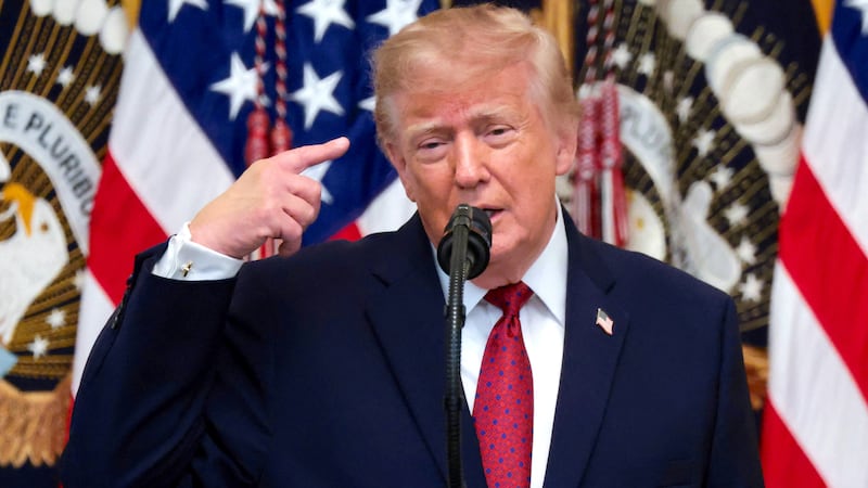 US President Donald Trump speaks as he hosts a Hispanic Heritage Month reception in the East Room at the White House in Washington, D.C., US, September 30, 2026.