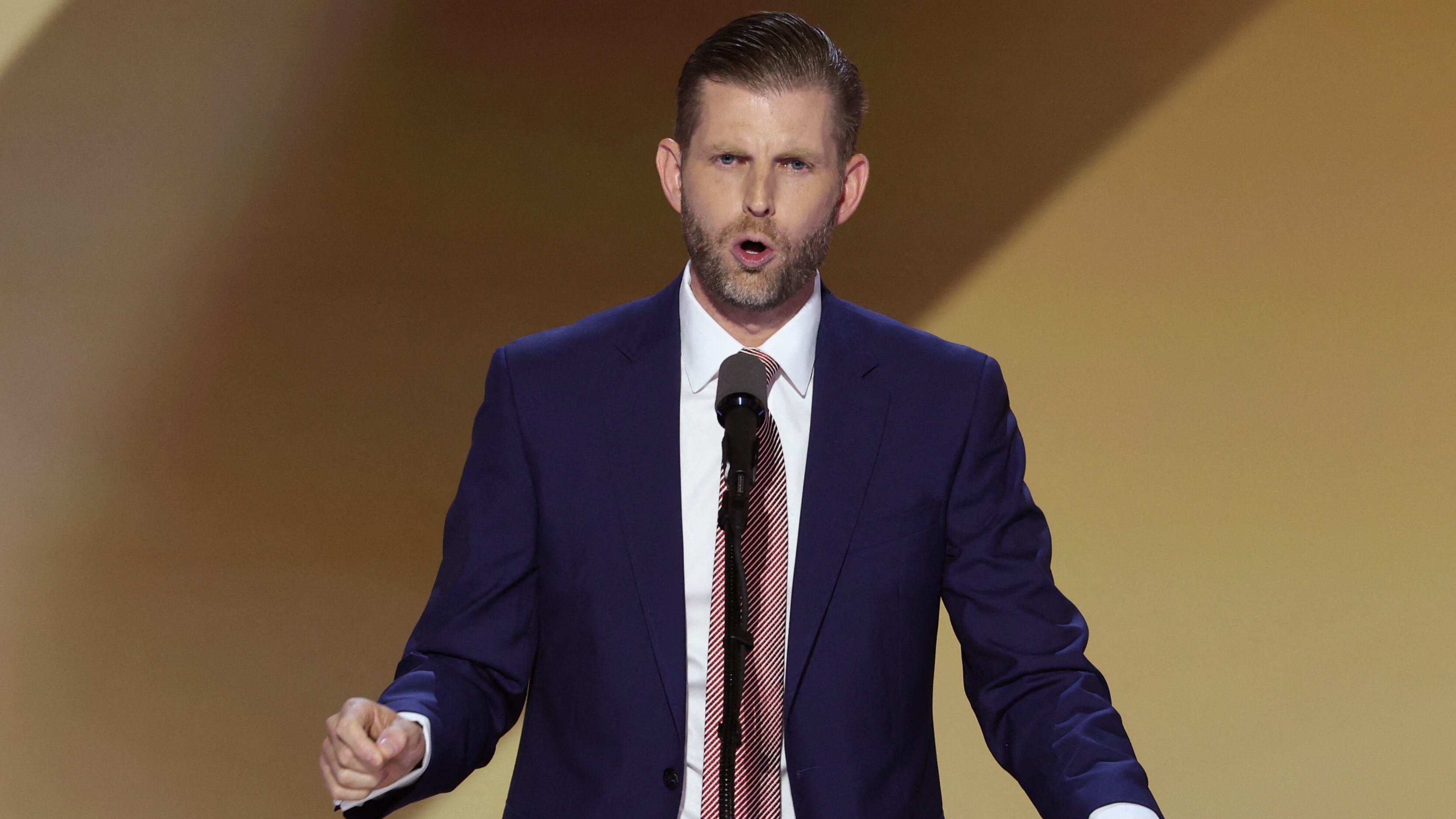 Eric Trump Stamps His Feet as Michelle Obama Appears at DNC