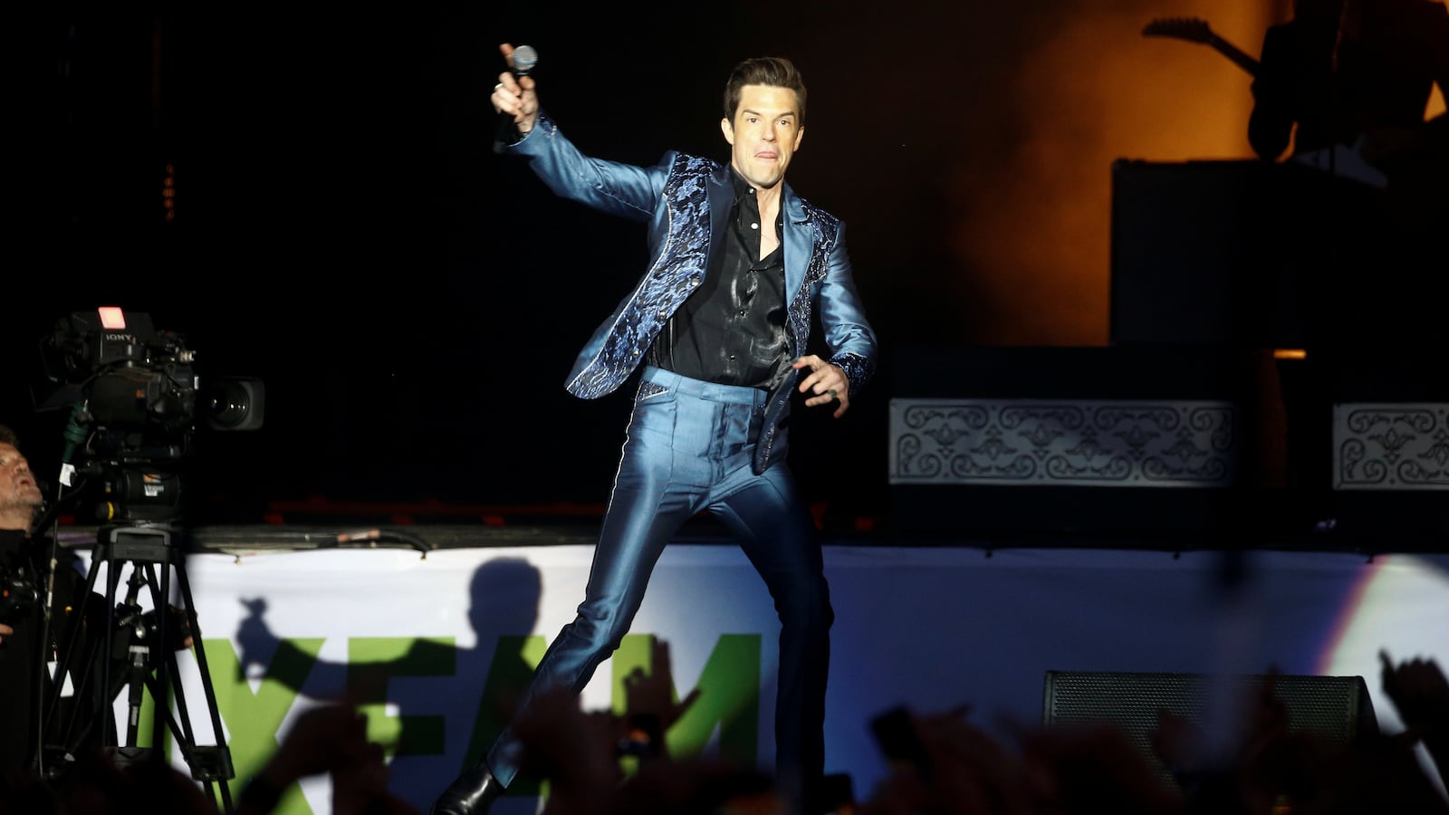 Brandon Flowers of the American band The Killers performs at Glastonbury Festival in Somerset, Britain, June 29, 2019.