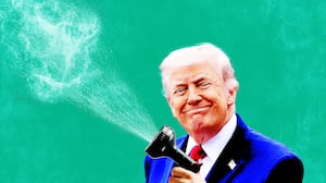 Trump with waterhose