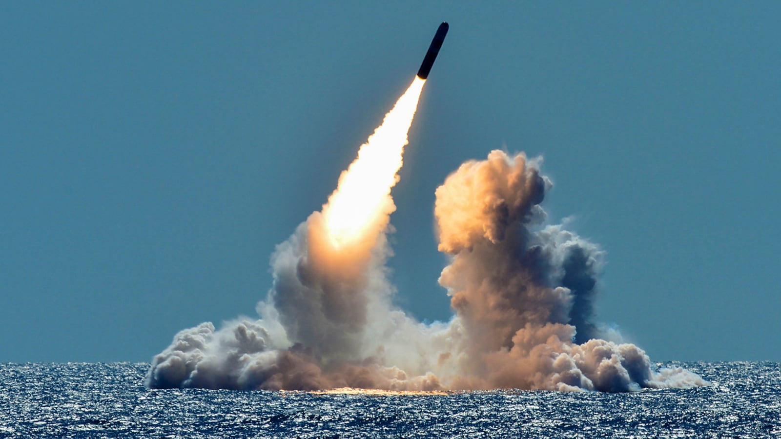 An unarmed Trident II D5 missile—a British submarine launched a missile in Florida which crashed yards away from the vessel.
