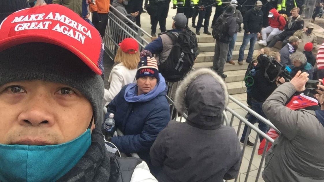 A selfie of Duong Dai Luu on the grounds of the U.S. Capitol, which was included in a criminal complaint charging him with Jan. 6-related crimes.