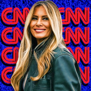 A photo illustration of Melania Trump and the CNN logo.