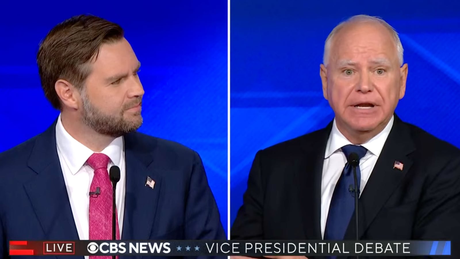 JD Vance, left, and Tim Walz.