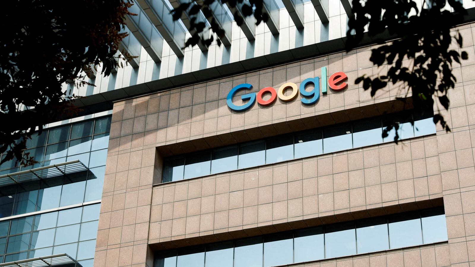 A logo of Google is seen on its office building