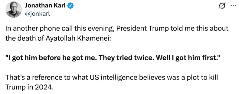 Jonathan Karl X post