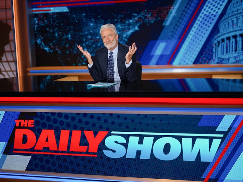 NEW YORK - APRIL 27: Jon Stewart on the Comedy Central series The Daily Show. (Photo by Matt Wilson/Comedy Central via Getty Images)