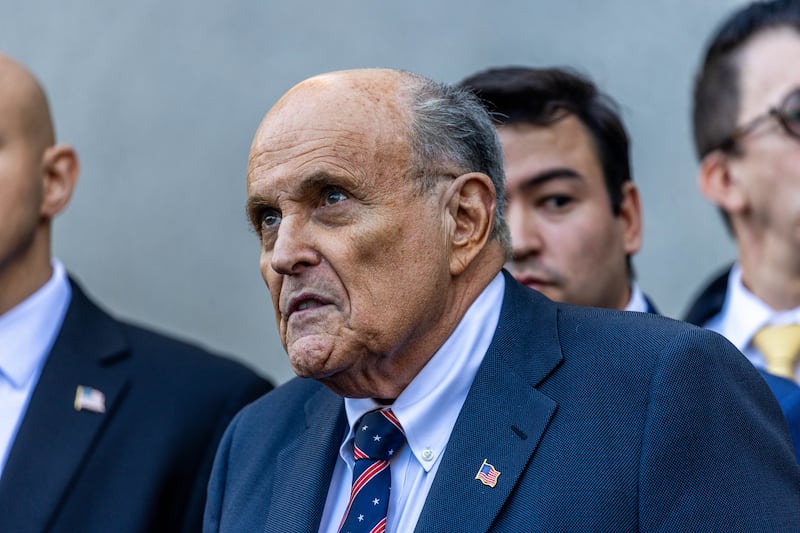 Former New York mayor Rudy Giuliani leaves the New York Federal Courthouse on November 7, 2024 in New York City. Giuliani appeared in a New York City courtroom after missing the deadline to turn over assets as part of $148m defamation judgement.